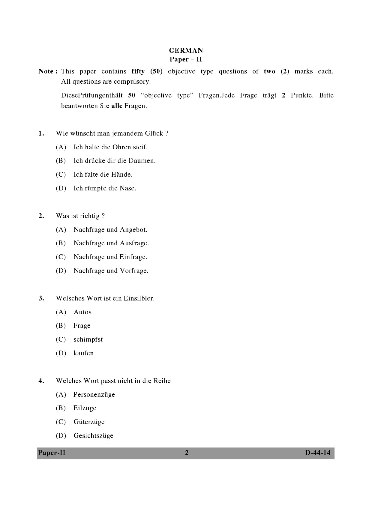 UGC NET German Question Paper II December 2014 2