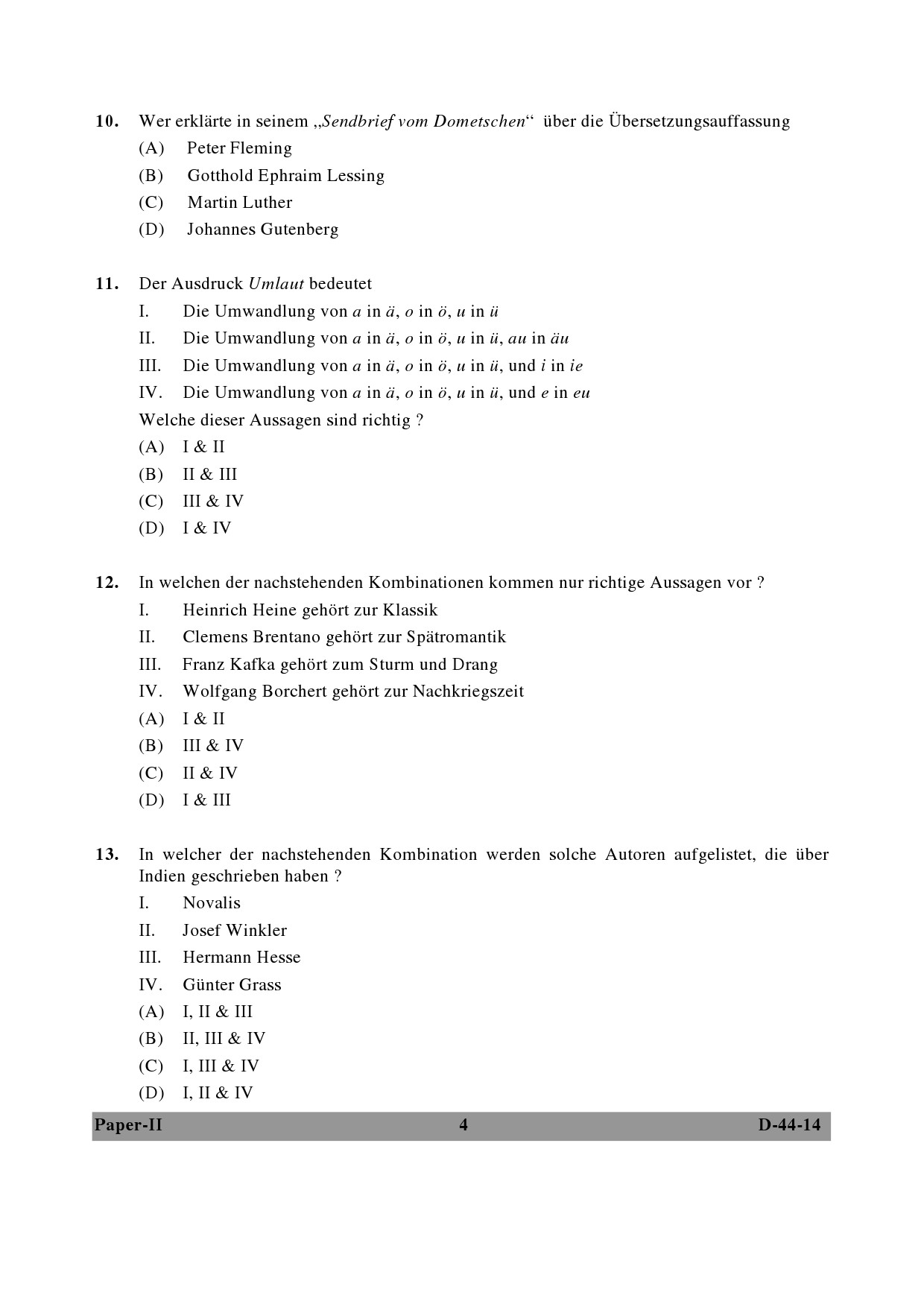 UGC NET German Question Paper II December 2014 4