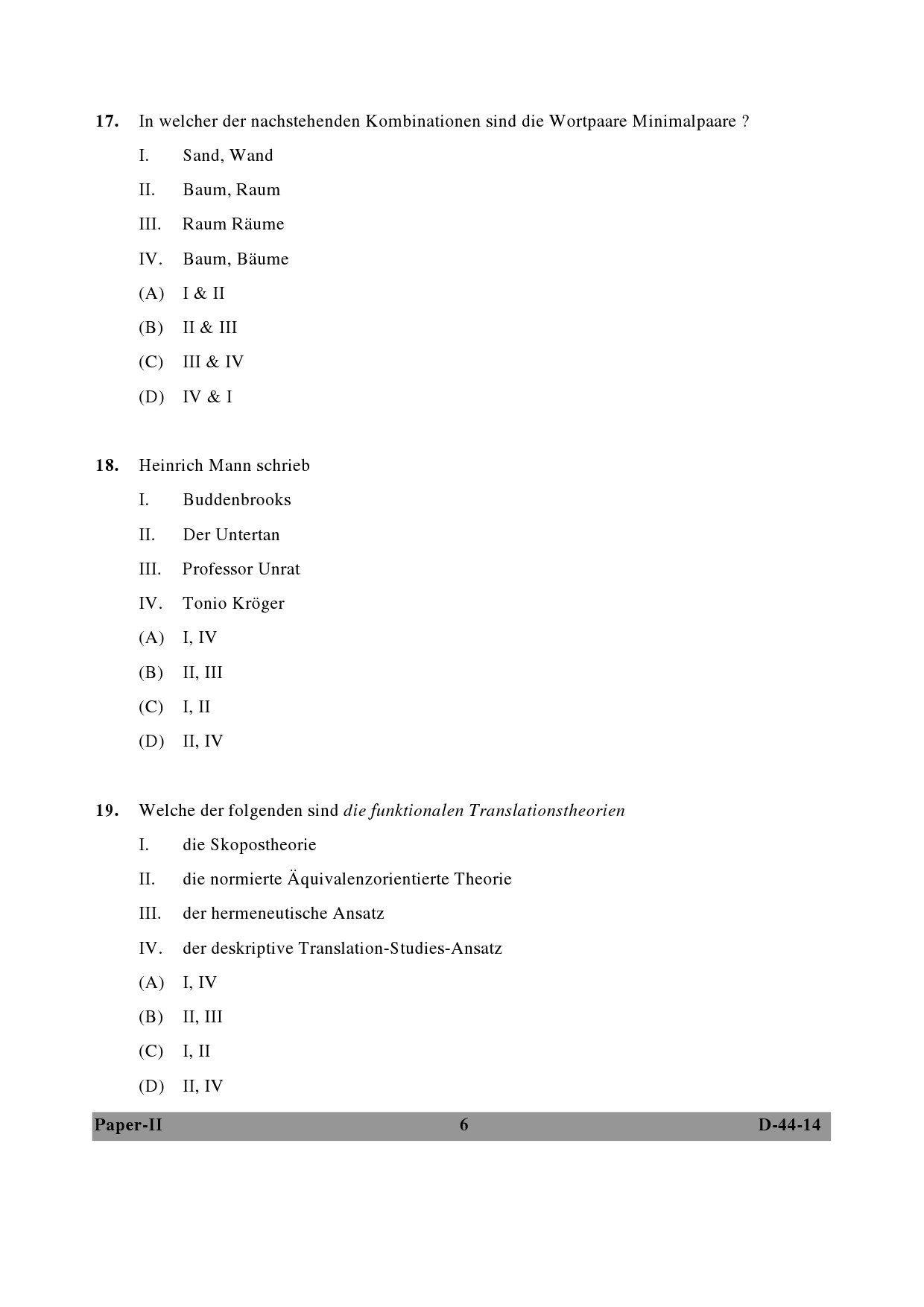 UGC NET German Question Paper II December 2014 6