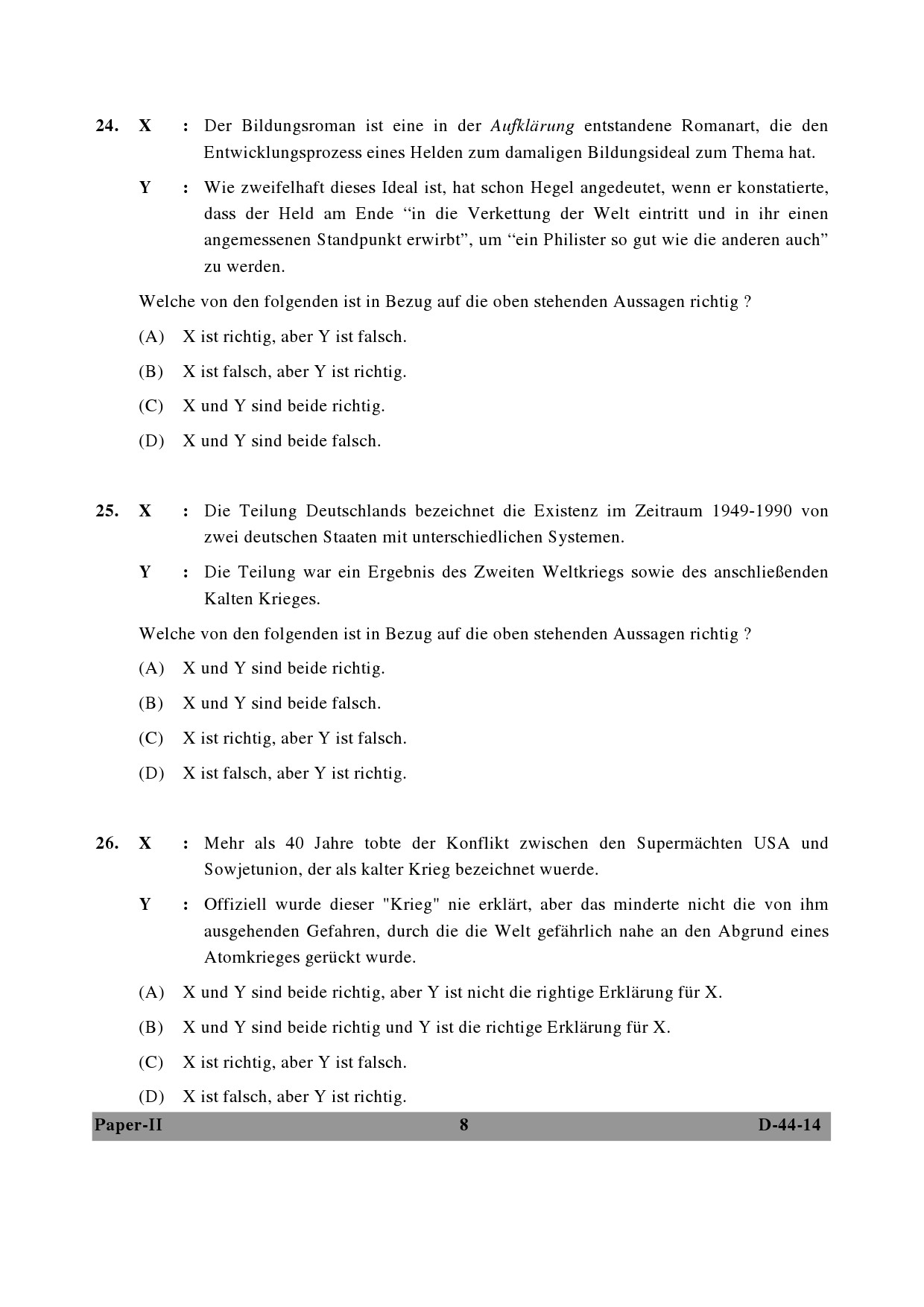 UGC NET German Question Paper II December 2014 8