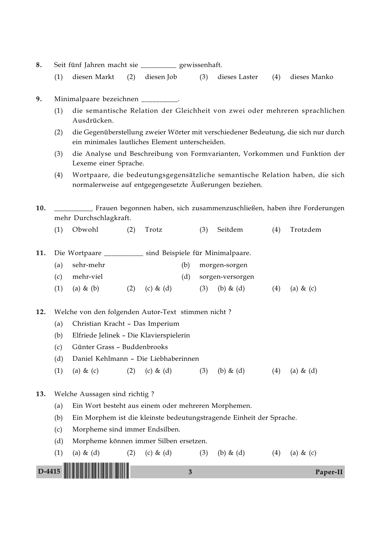 UGC NET German Question Paper II December 2015 3