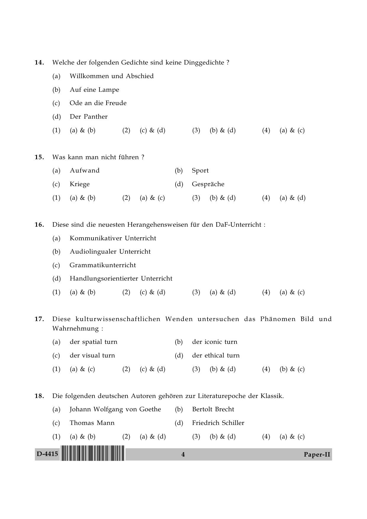 UGC NET German Question Paper II December 2015 4