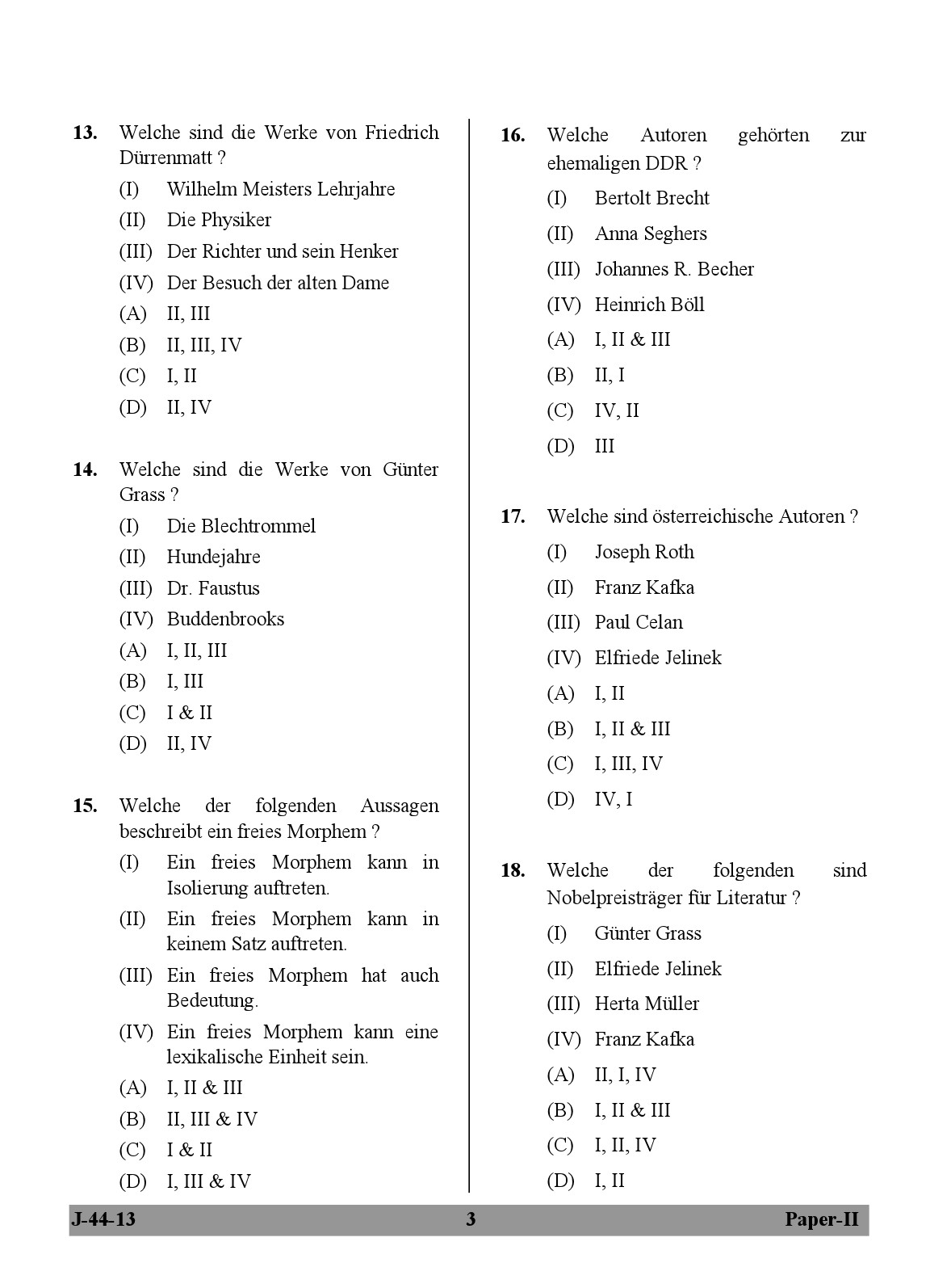 UGC NET German Question Paper II Exam 2 June 2013 3