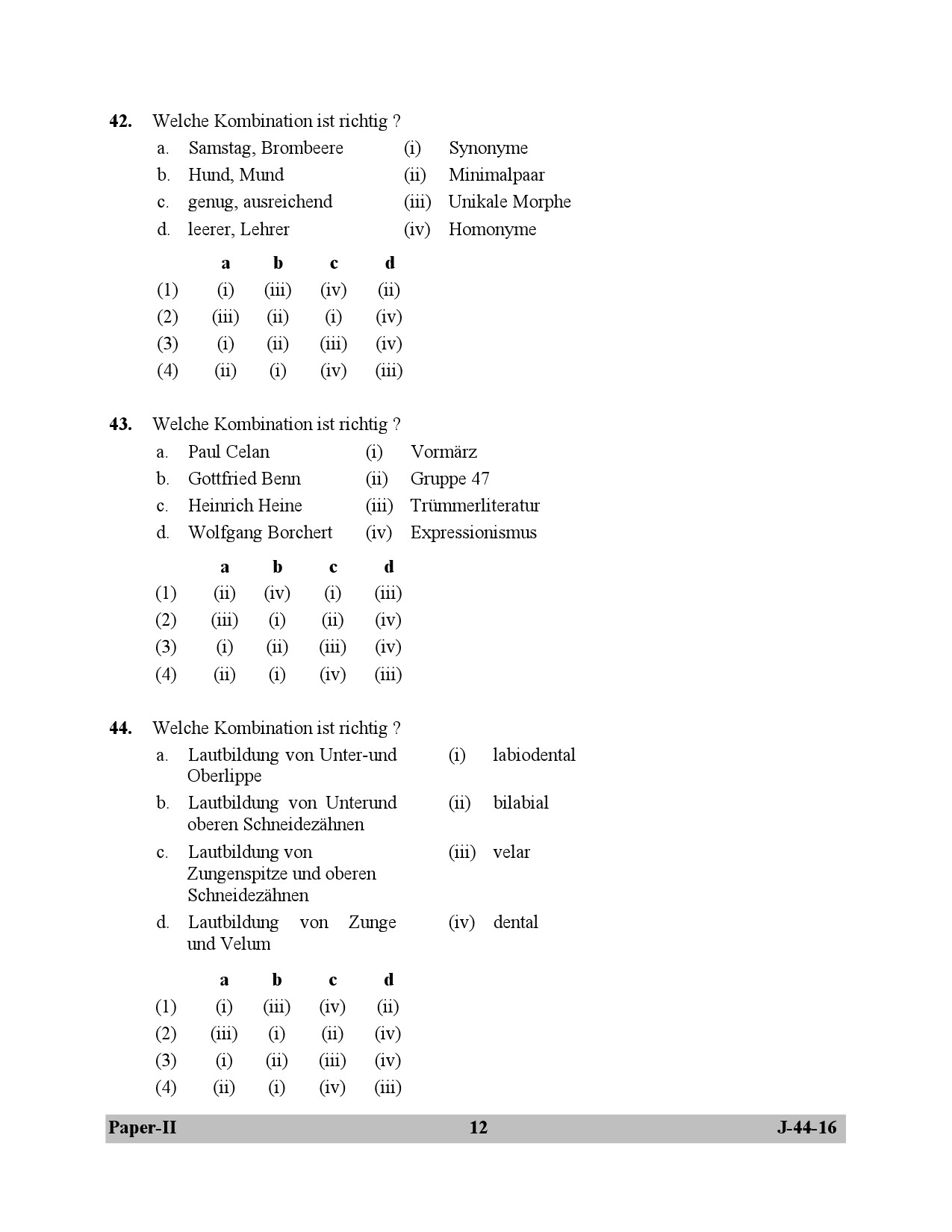 UGC NET German Question Paper II July 2016 12