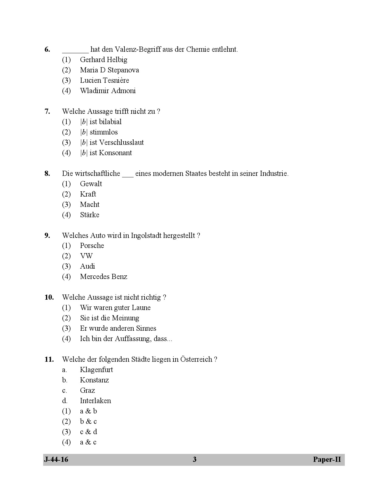 UGC NET German Question Paper II July 2016 3