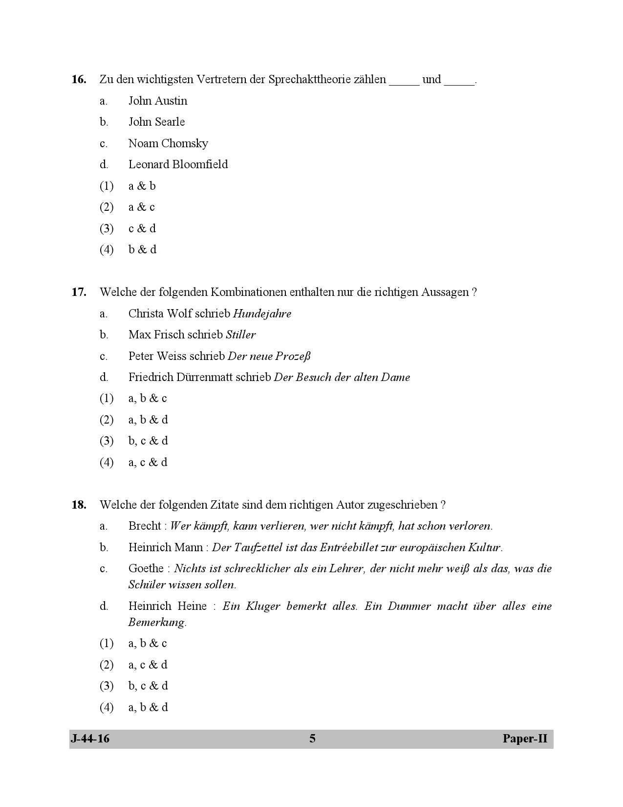 UGC NET German Question Paper II July 2016 5