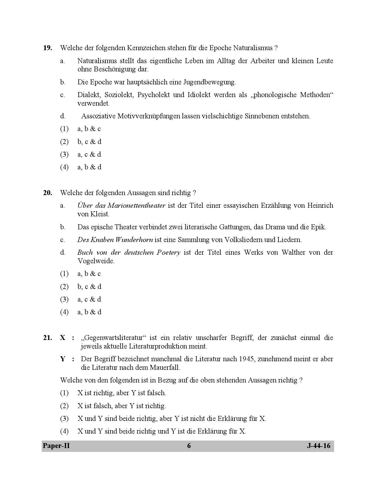 UGC NET German Question Paper II July 2016 6