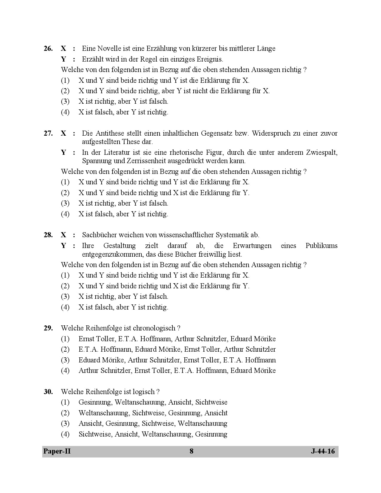 UGC NET German Question Paper II July 2016 8