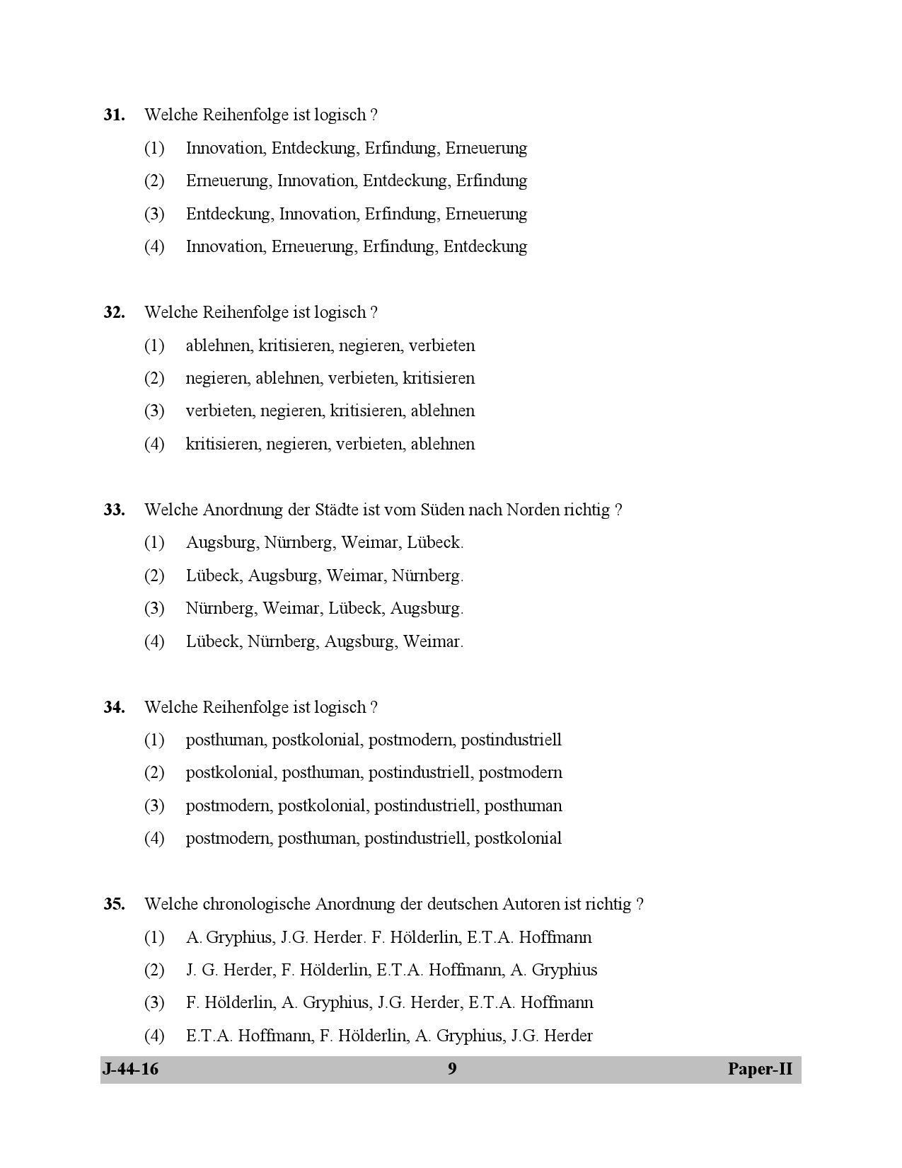 UGC NET German Question Paper II July 2016 9