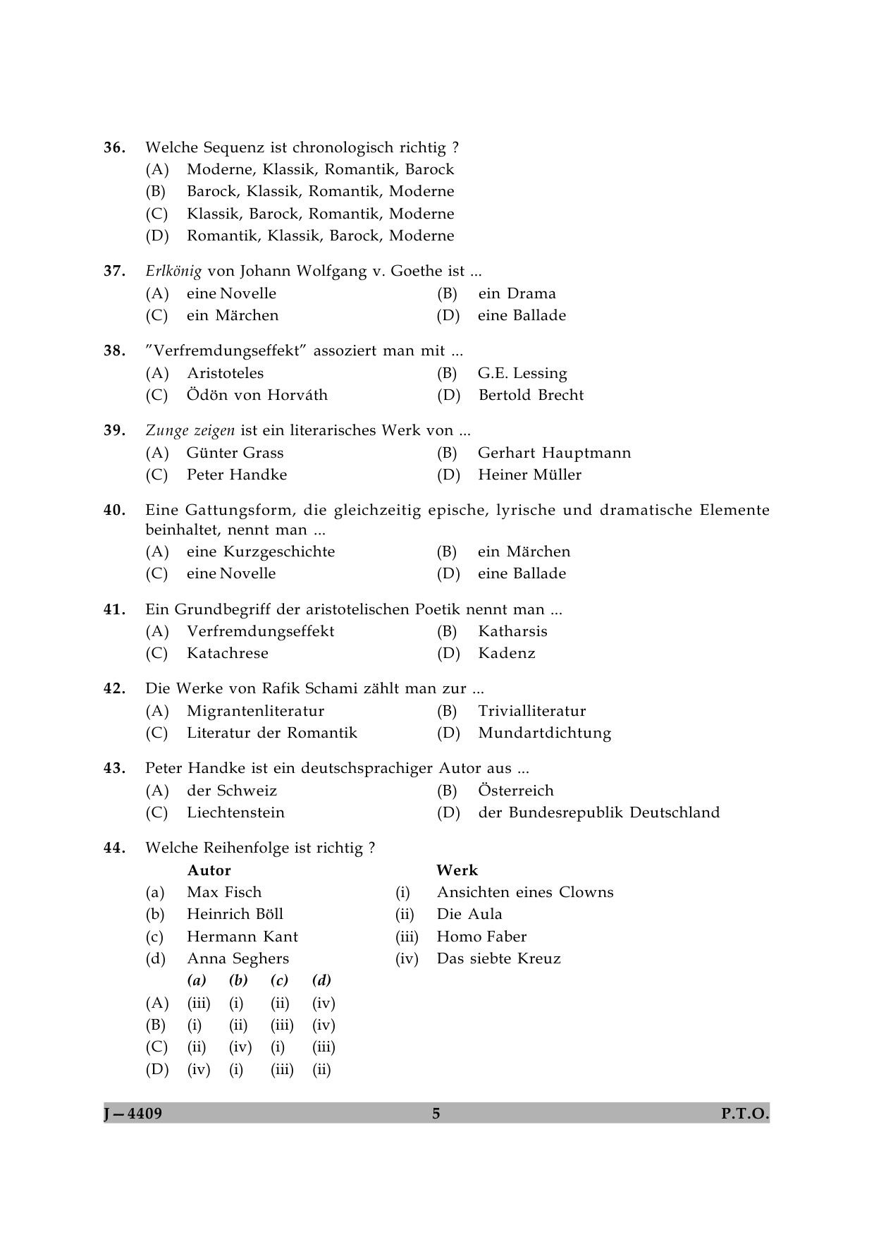 UGC NET German Question Paper II June 2009 5