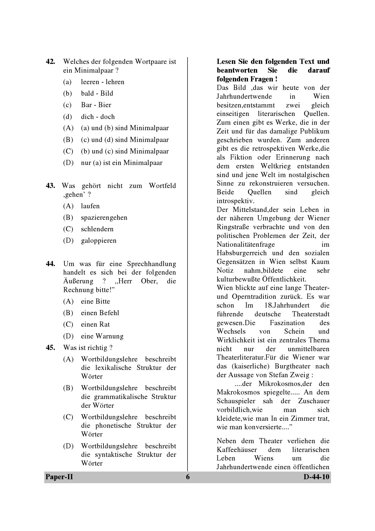 UGC NET German Question Paper II June 2010 6