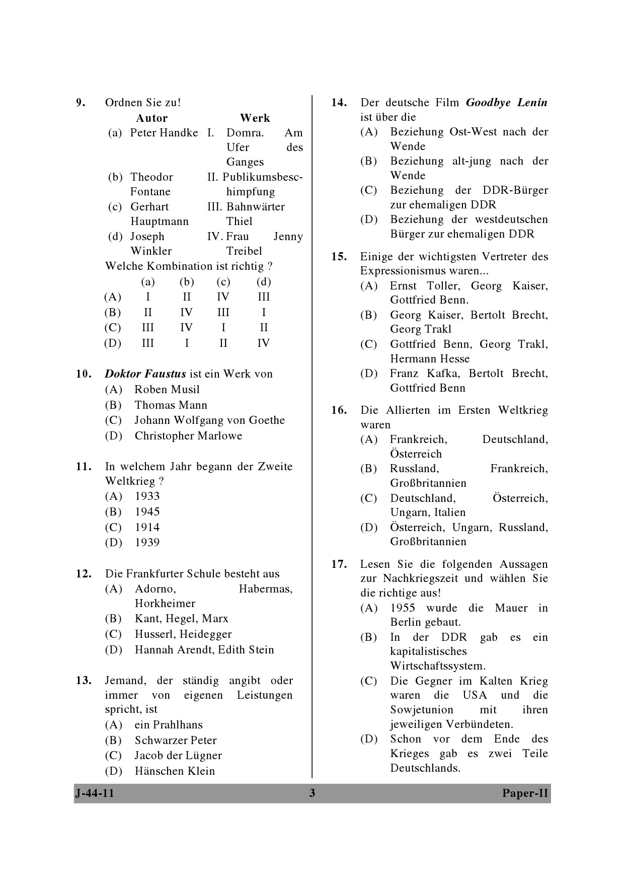 UGC NET German Question Paper II June 2011 3