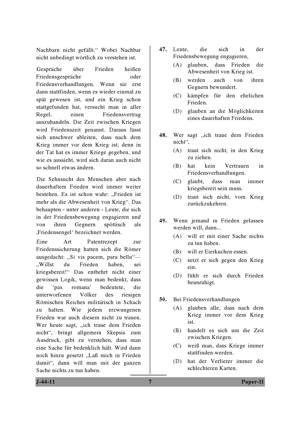 UGC NET German Question Paper II June 2011 7