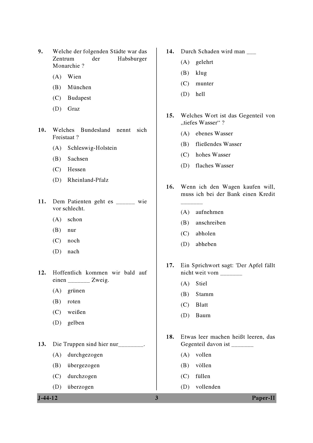 UGC NET German Question Paper II June 2012 3