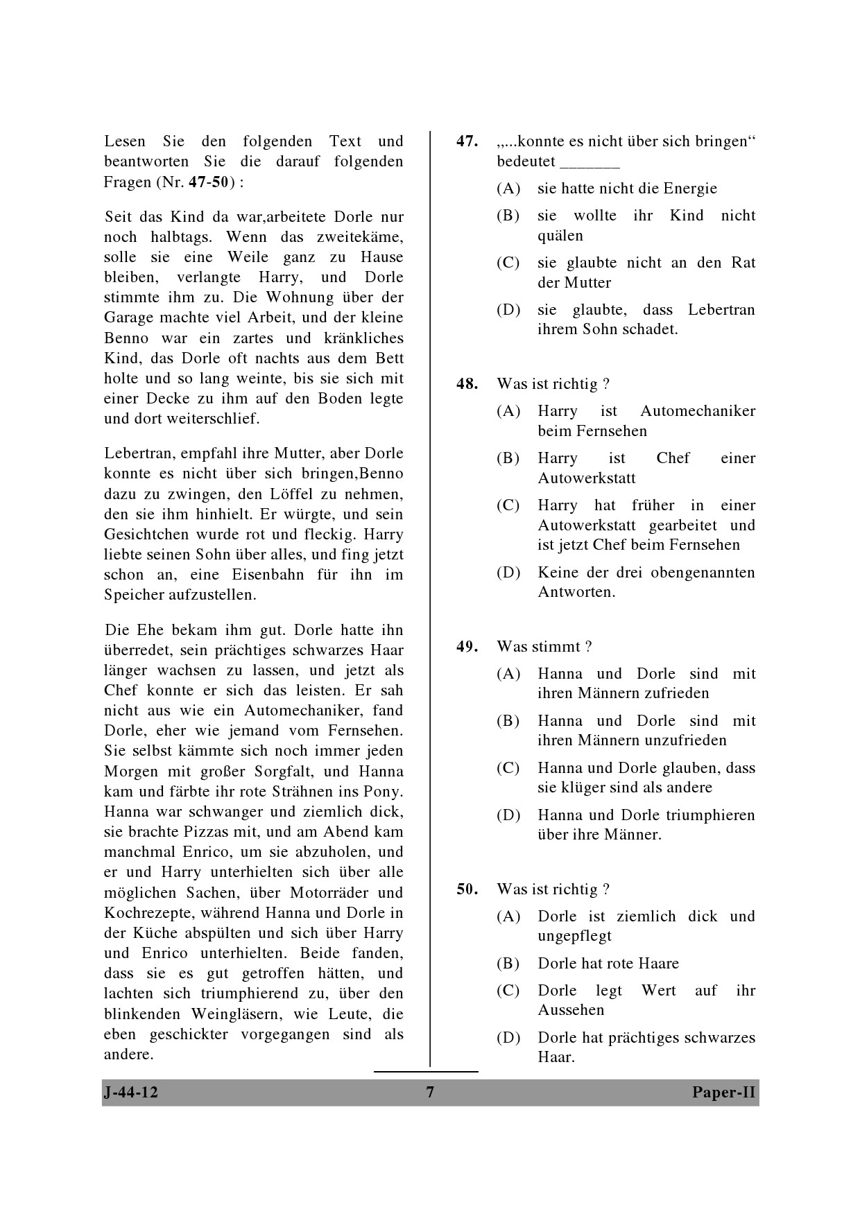 UGC NET German Question Paper II June 2012 7