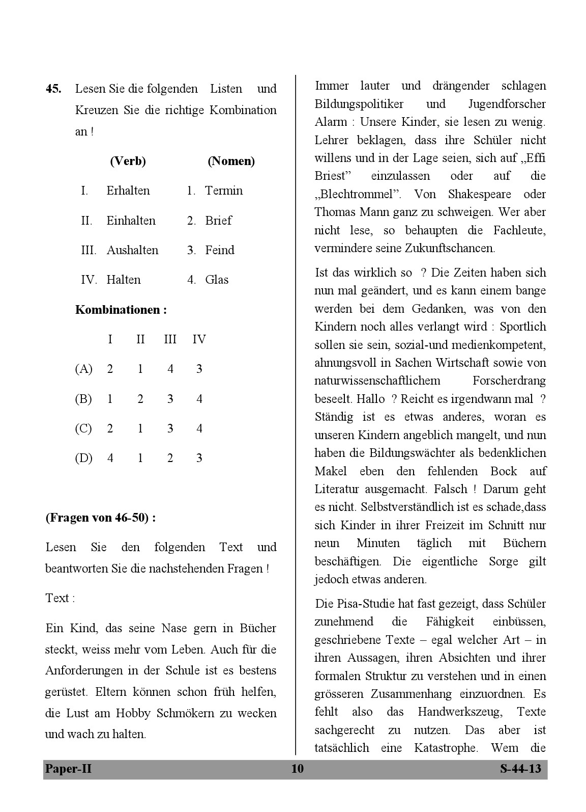 UGC NET German Question Paper II June 2013 10