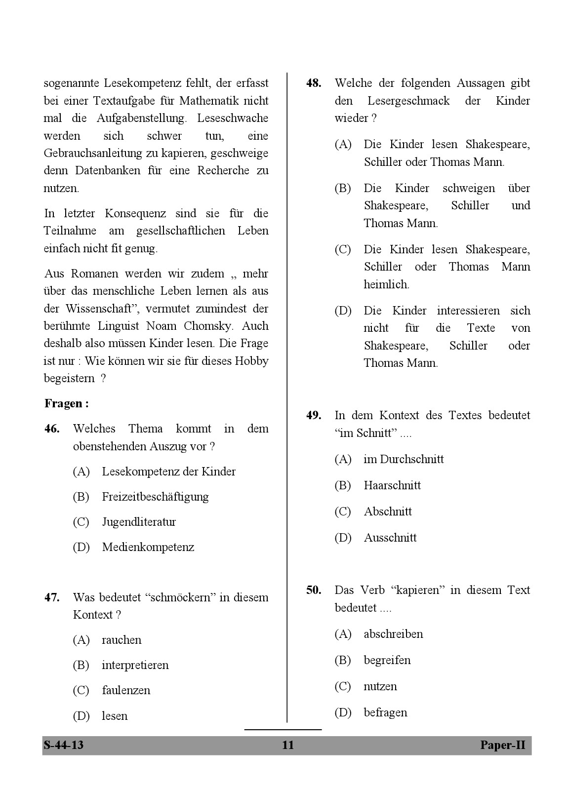 UGC NET German Question Paper II June 2013 11