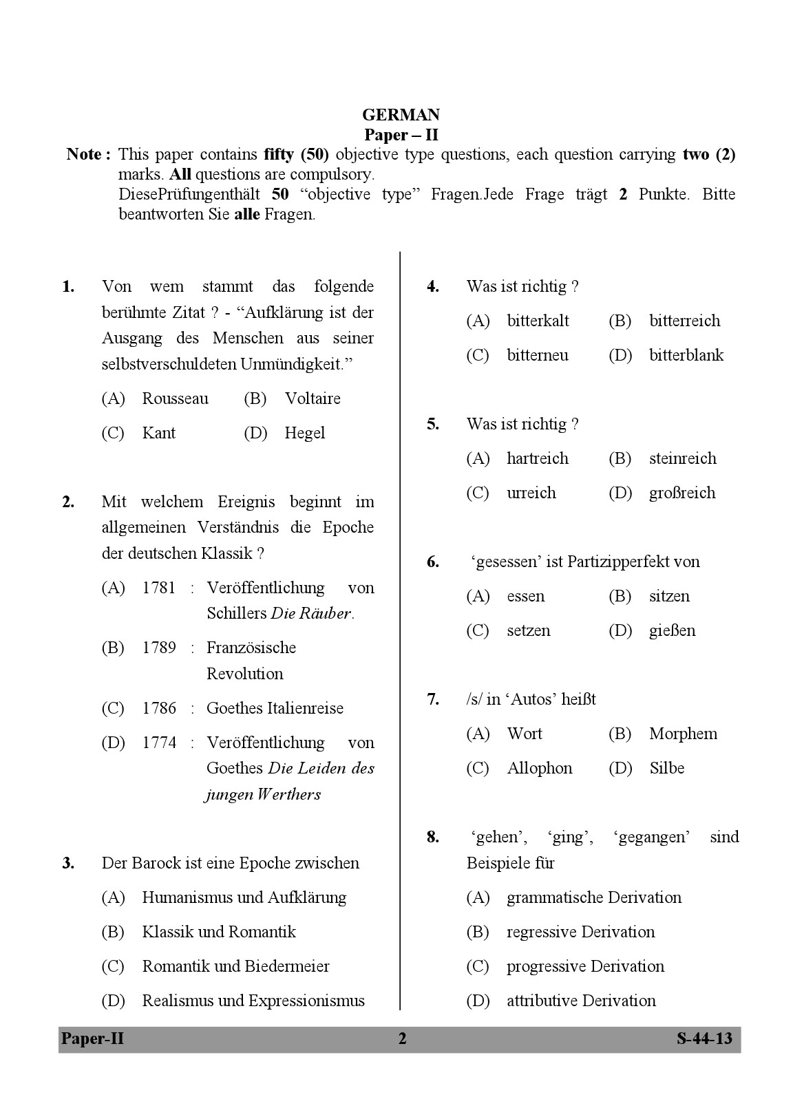 UGC NET German Question Paper II June 2013 2