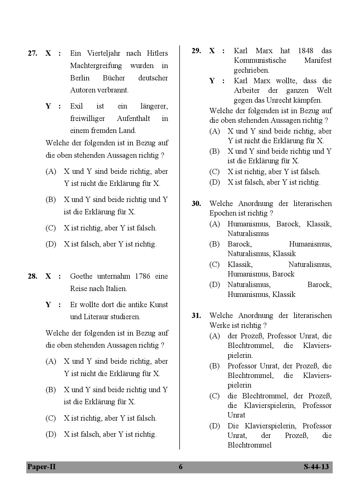 UGC NET German Question Paper II June 2013 6