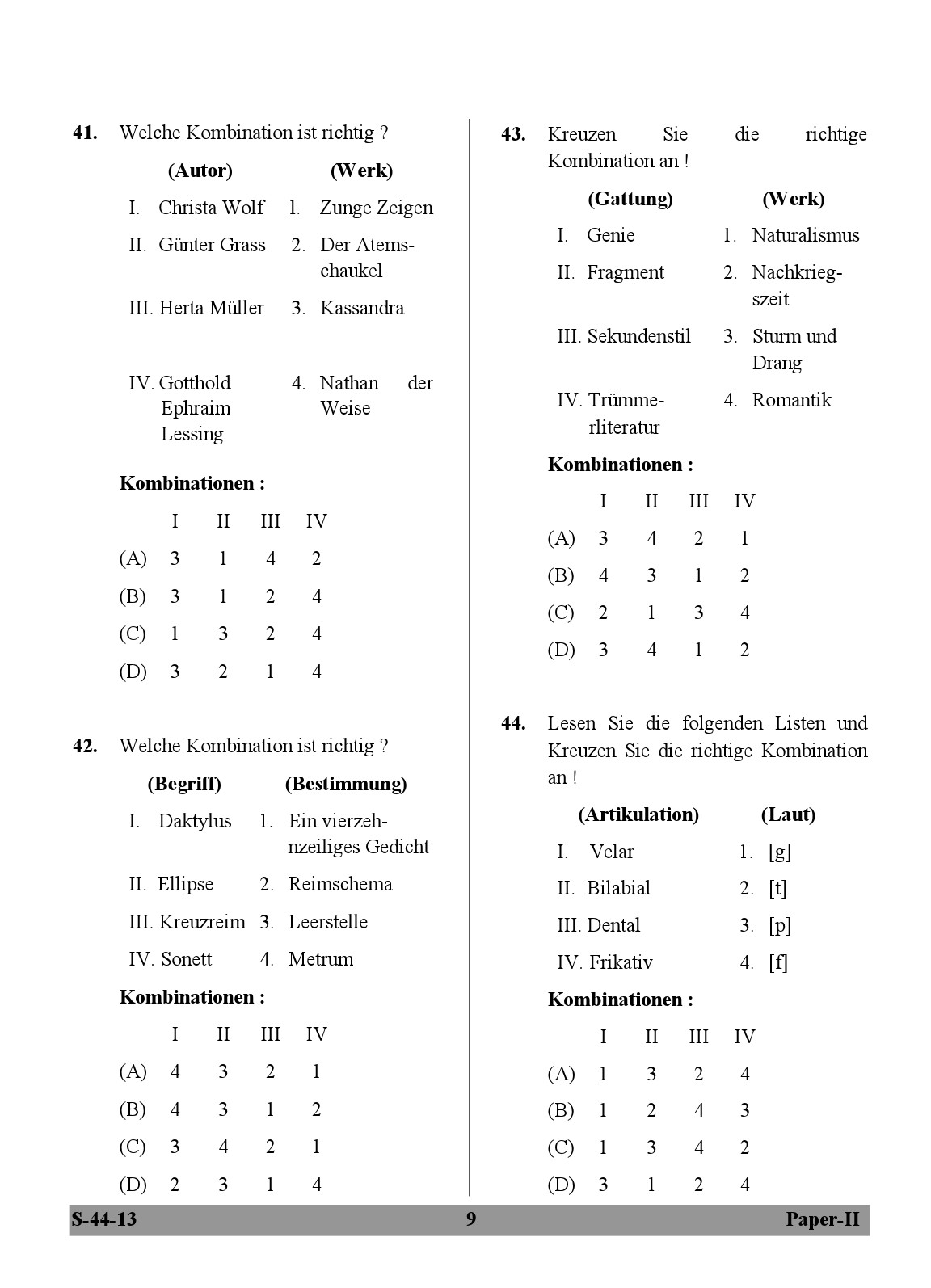 UGC NET German Question Paper II June 2013 9