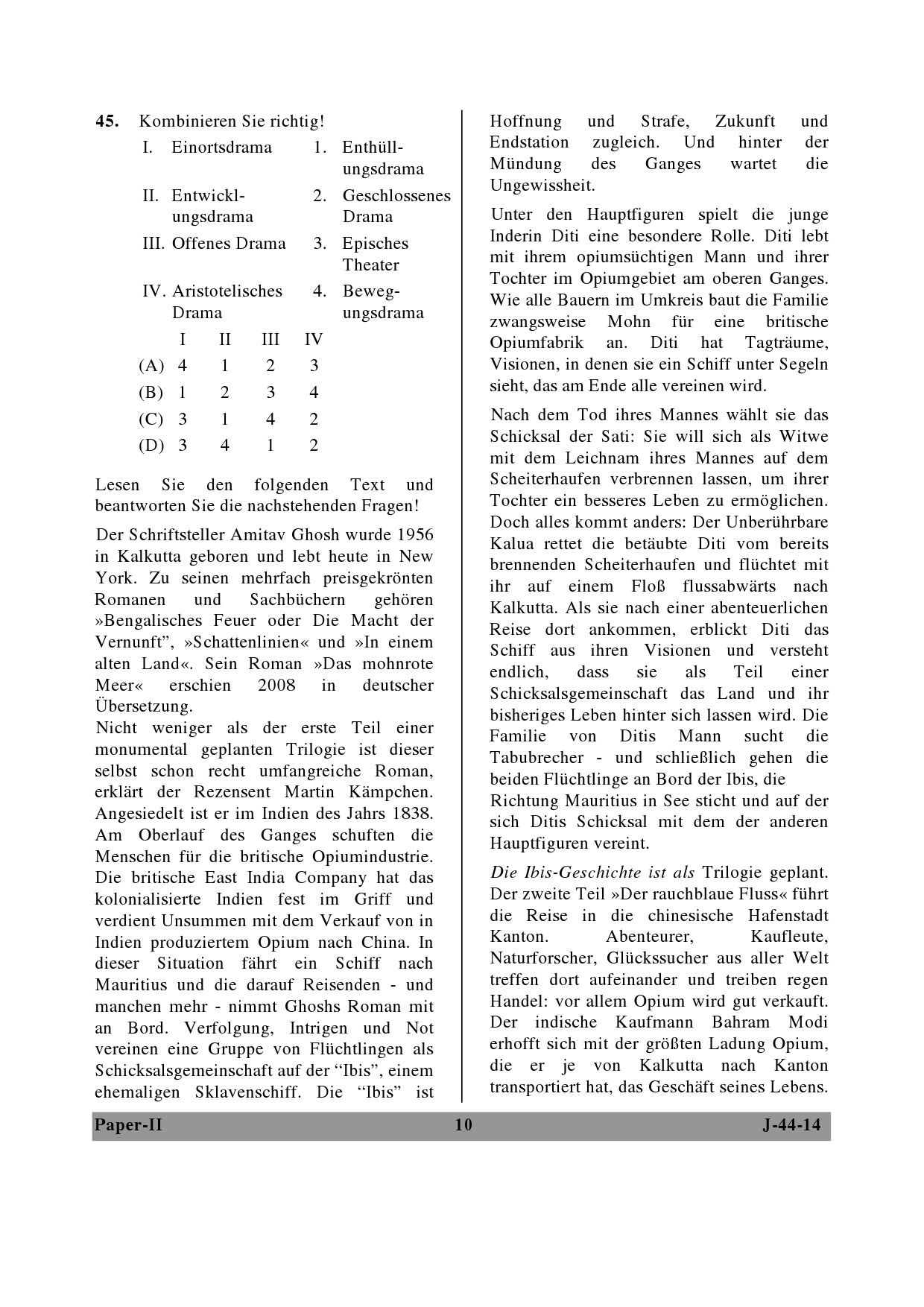 UGC NET German Question Paper II June 2014 10