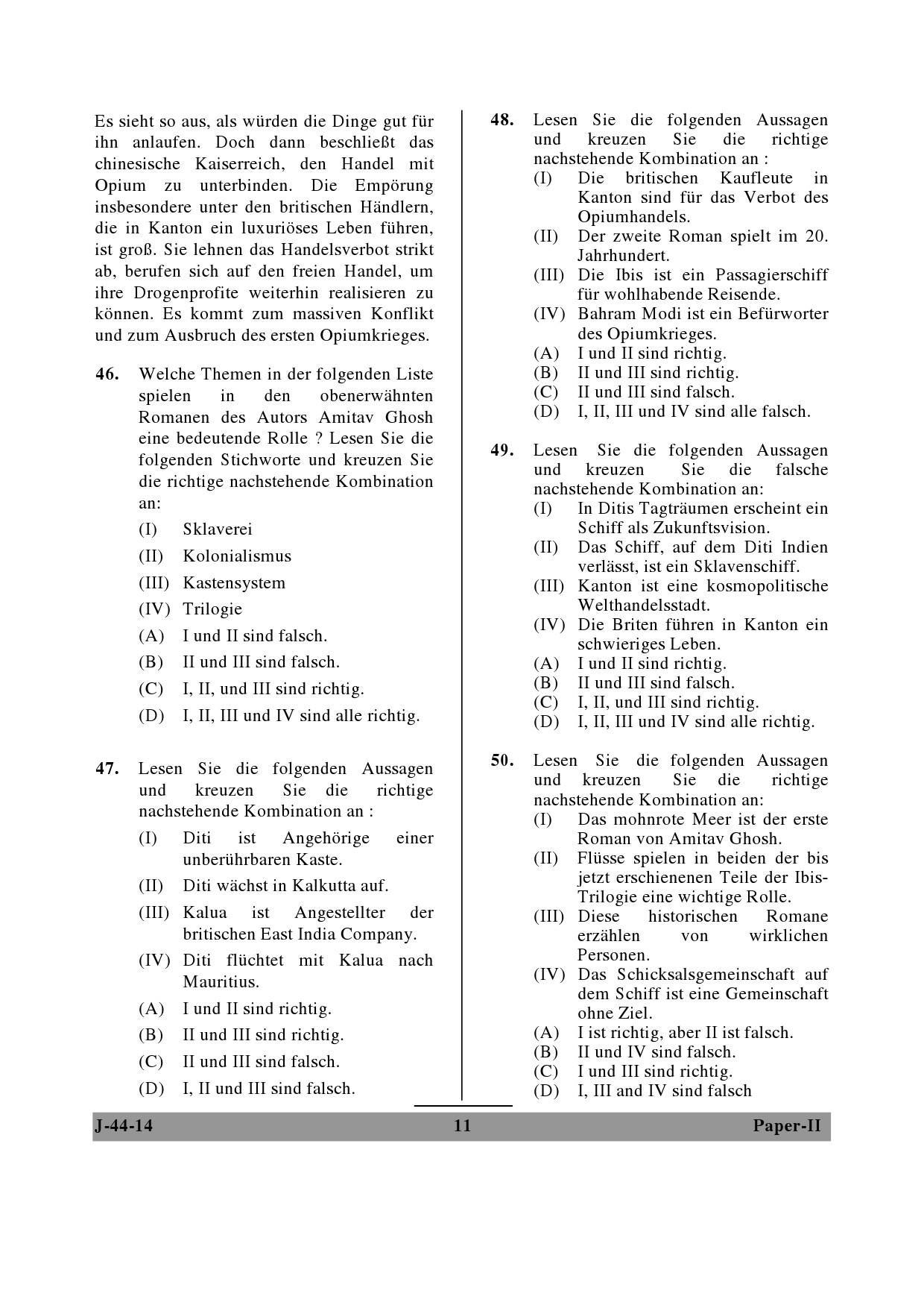 UGC NET German Question Paper II June 2014 11