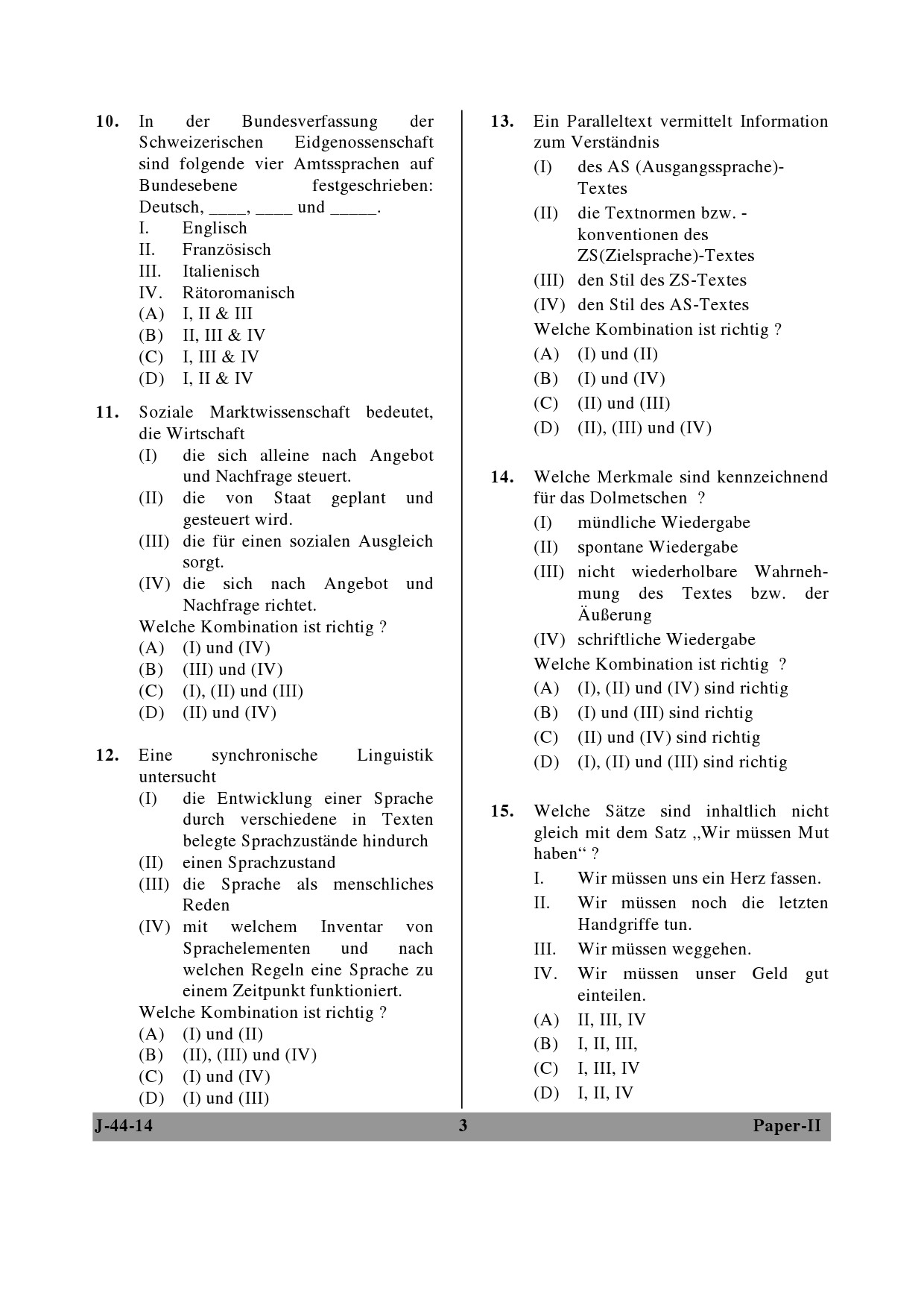 UGC NET German Question Paper II June 2014 3