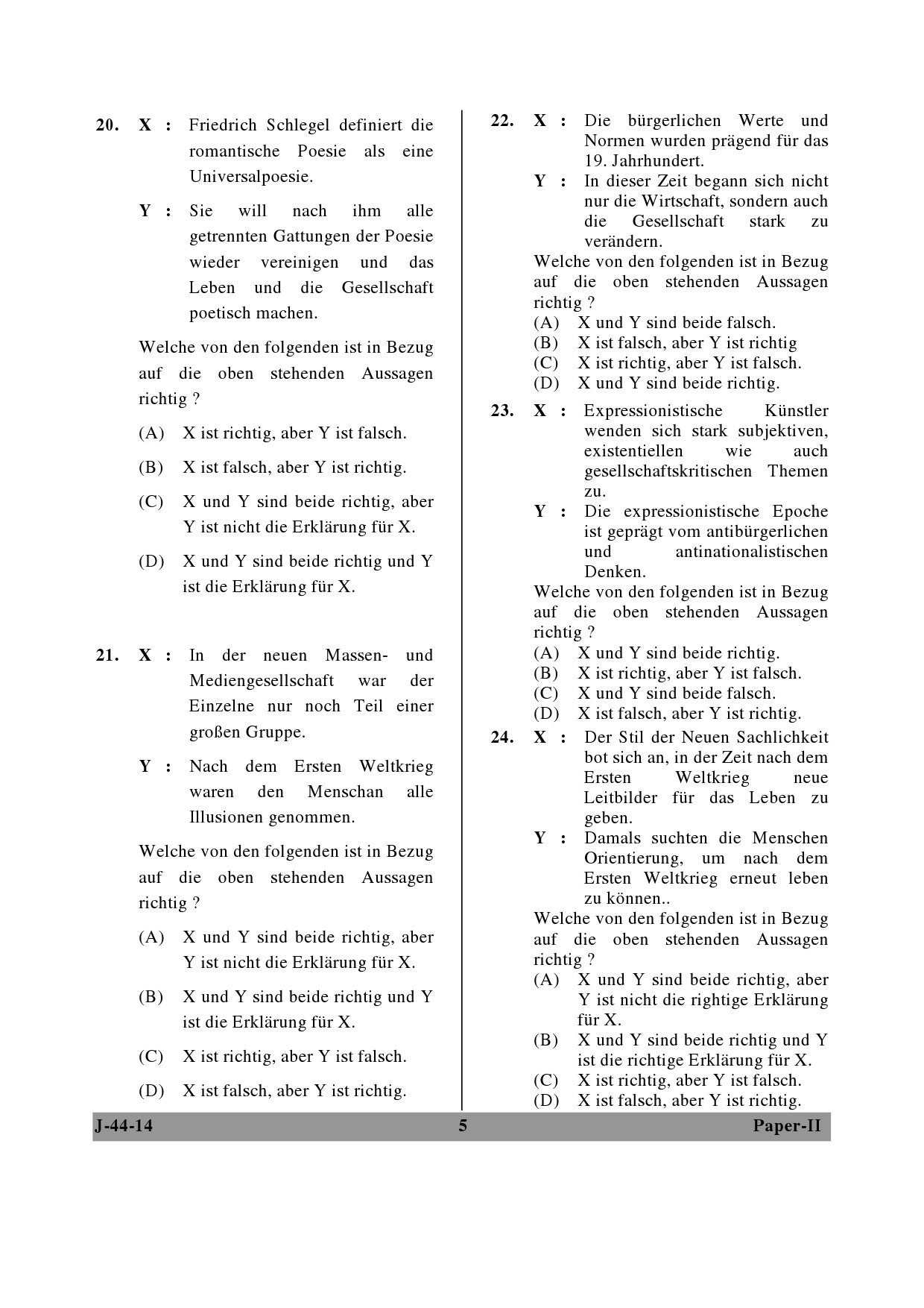 UGC NET German Question Paper II June 2014 5