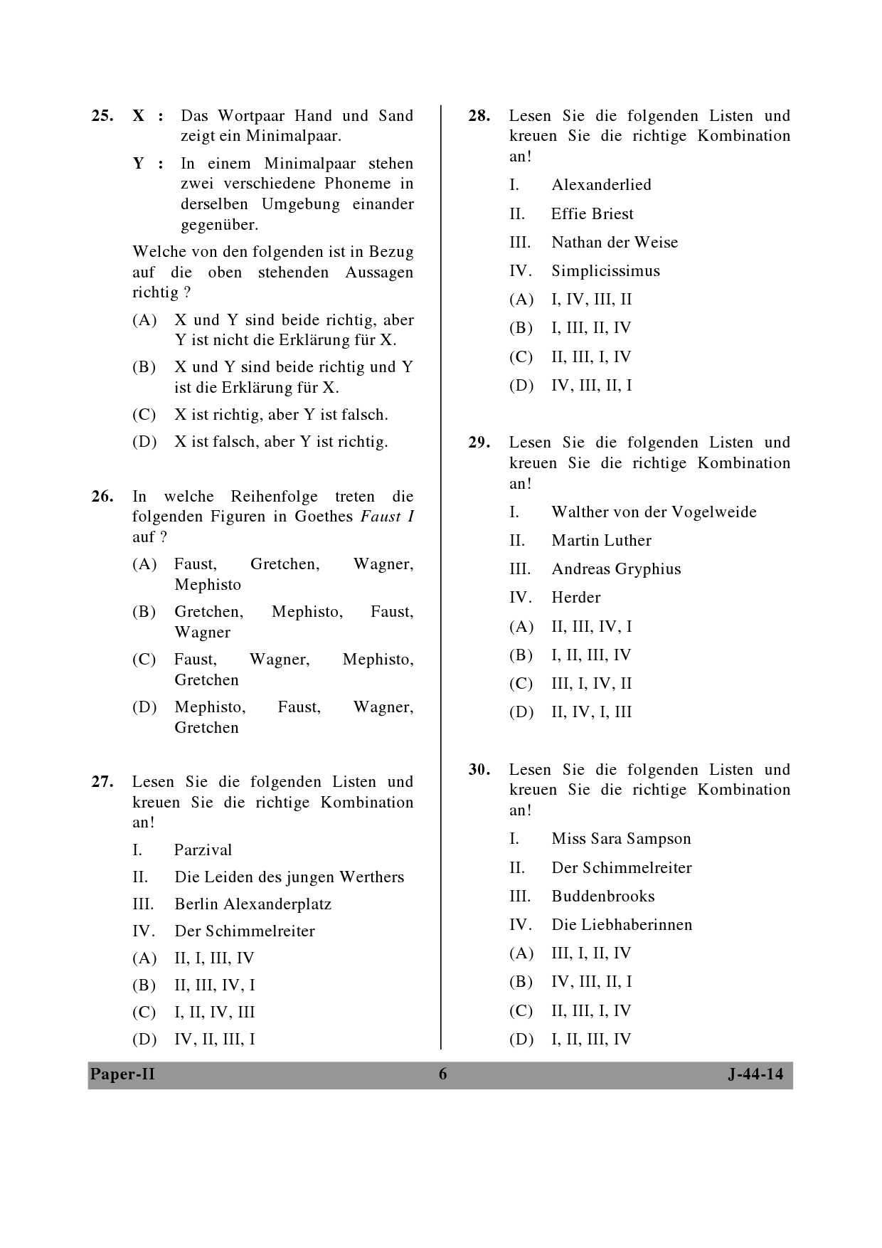 UGC NET German Question Paper II June 2014 6