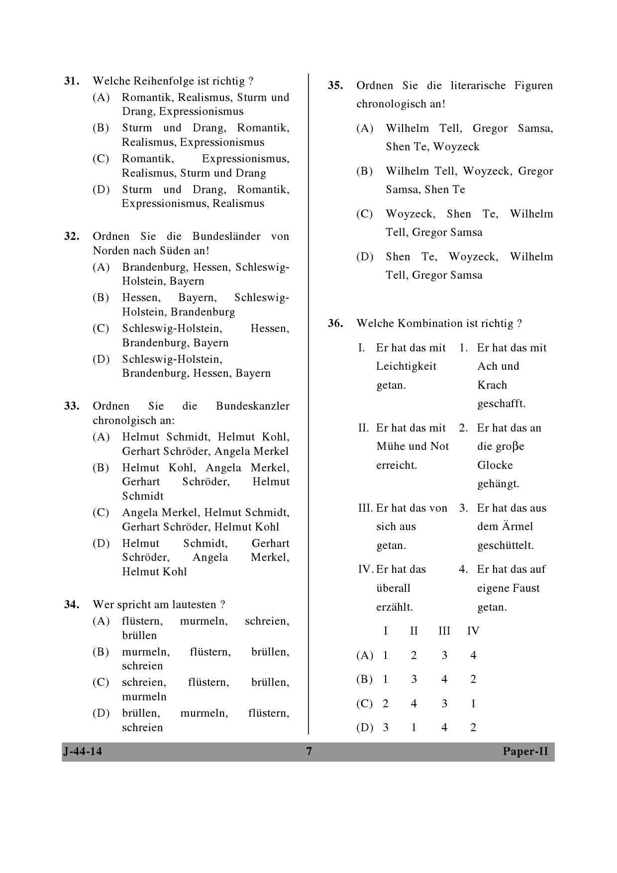 UGC NET German Question Paper II June 2014 7