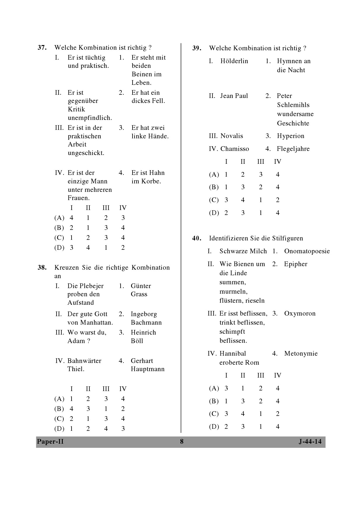 UGC NET German Question Paper II June 2014 8