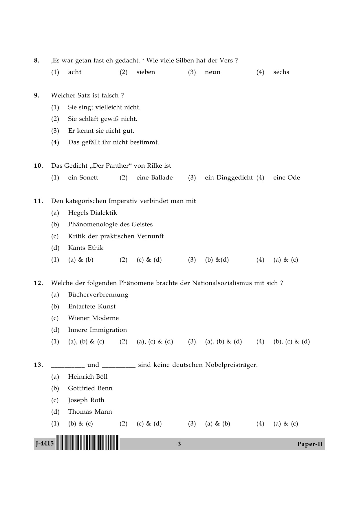 UGC NET German Question Paper II June 2015 3