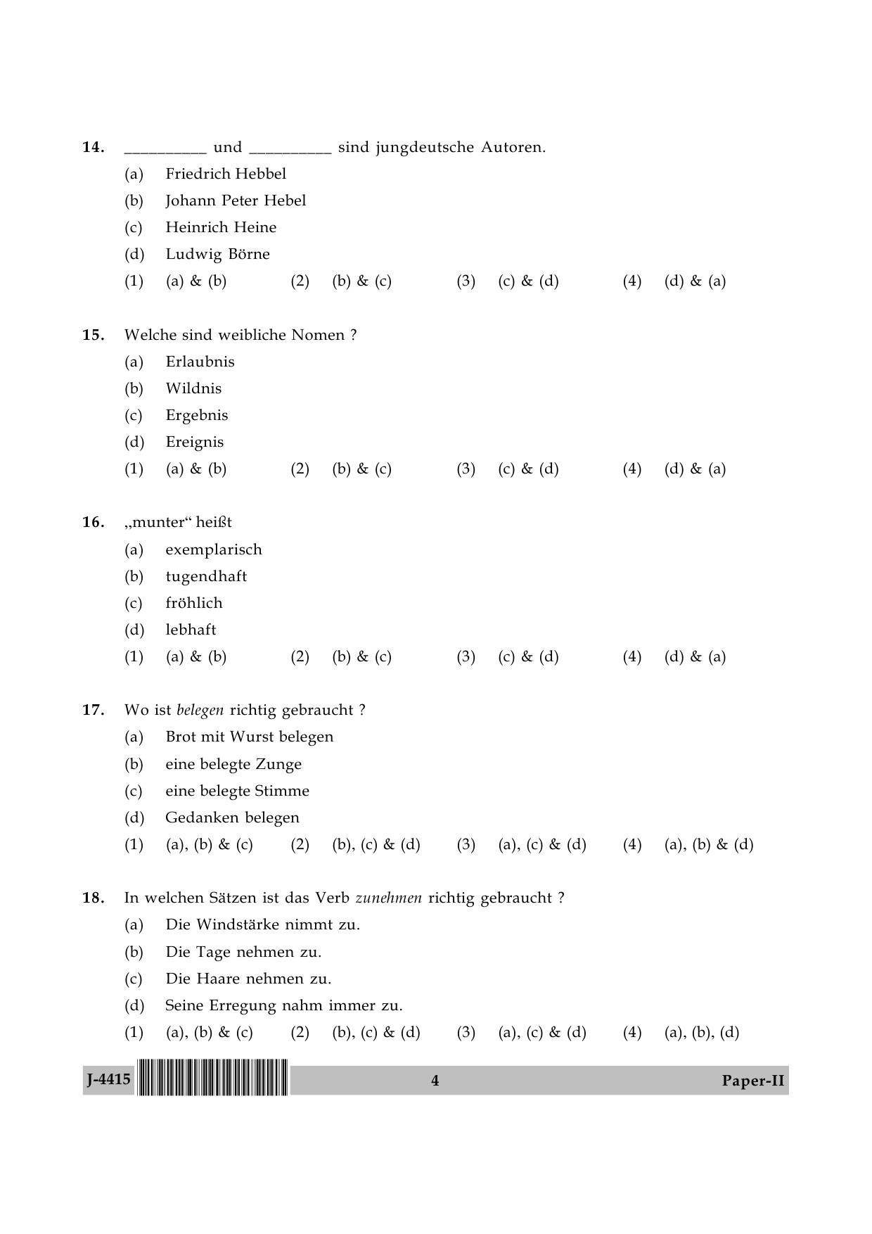 UGC NET German Question Paper II June 2015 4