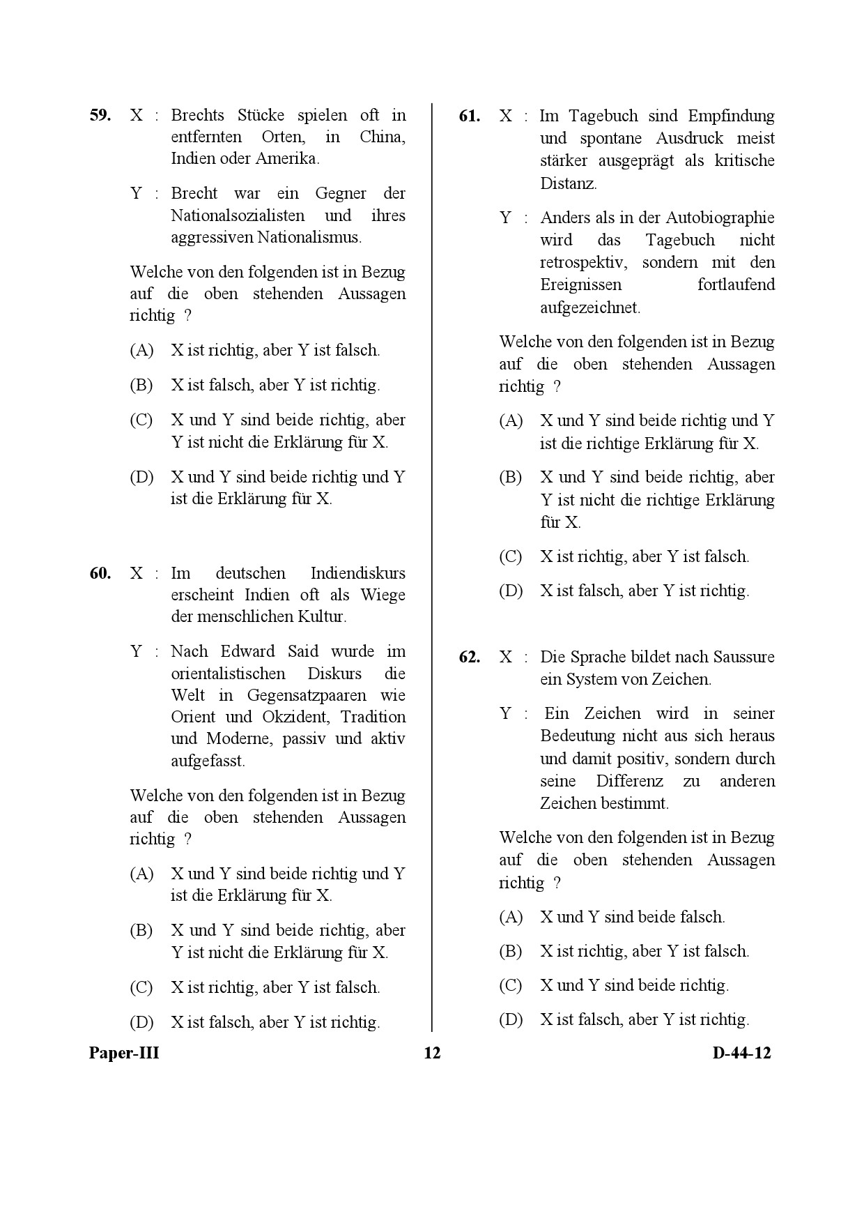 UGC NET German Question Paper III December 2012 12