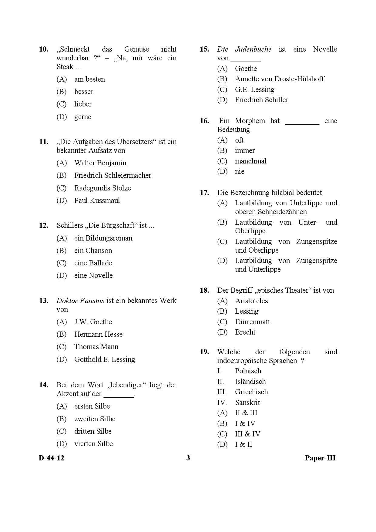 UGC NET German Question Paper III December 2012 3