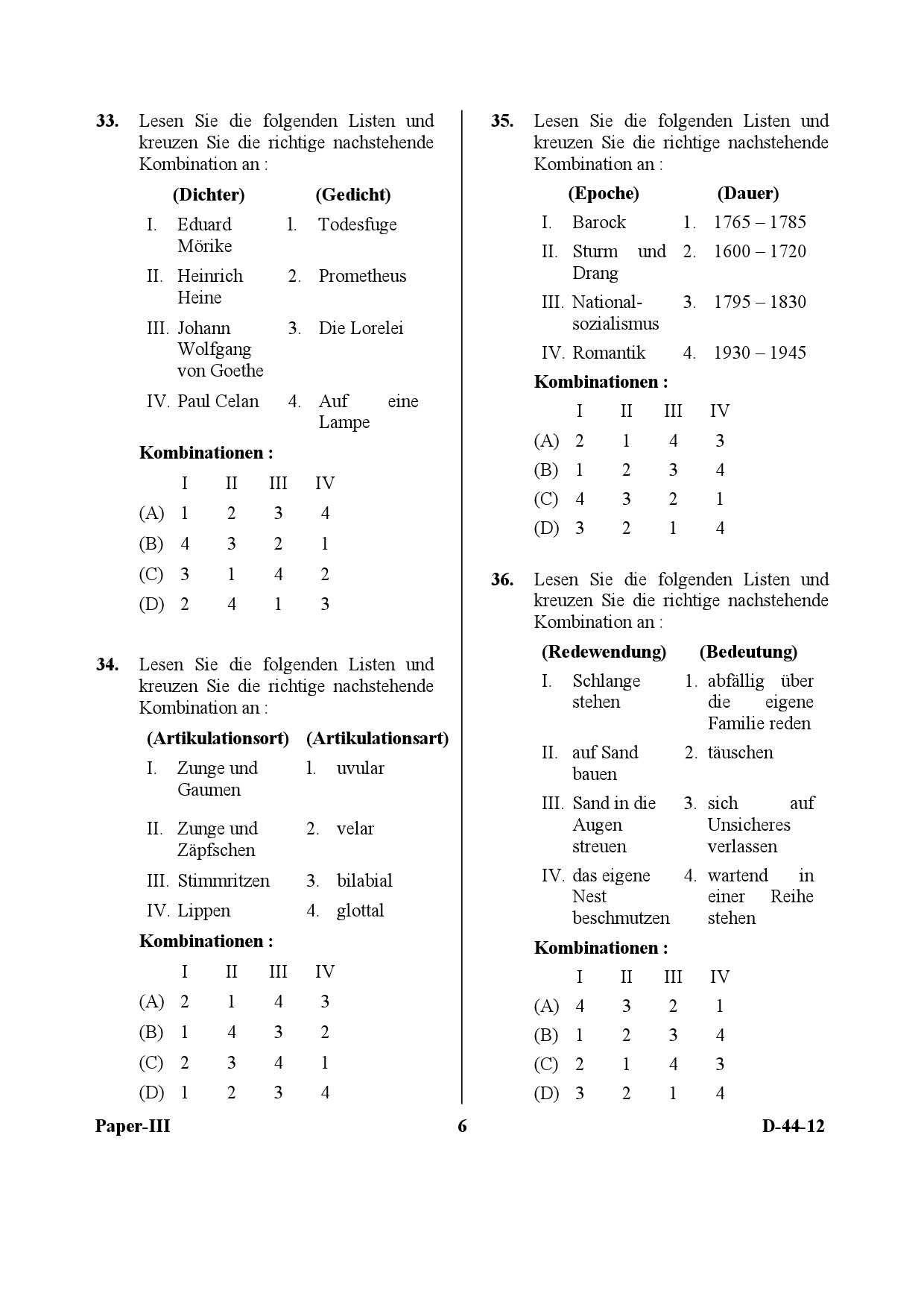 UGC NET German Question Paper III December 2012 6