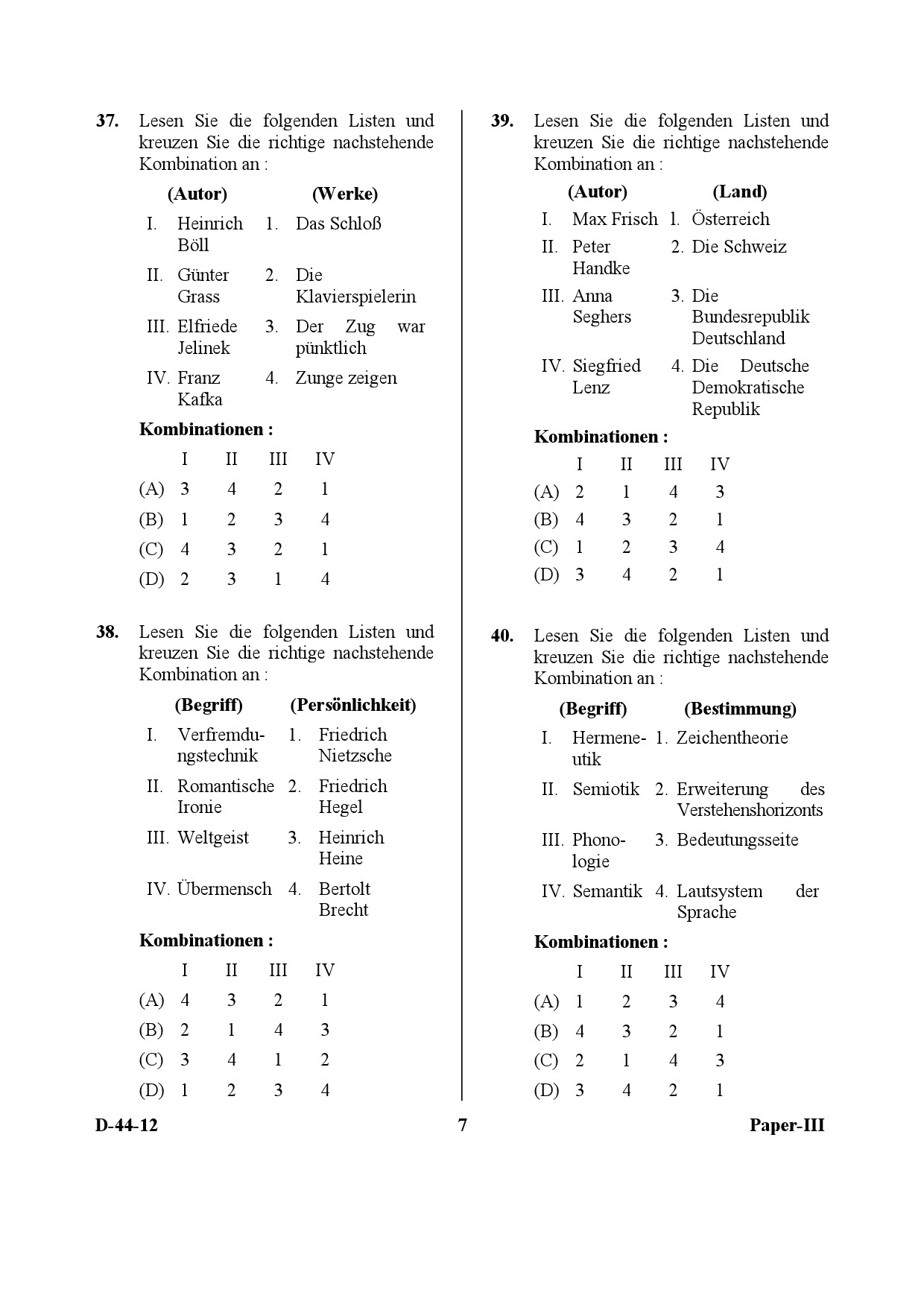 UGC NET German Question Paper III December 2012 7