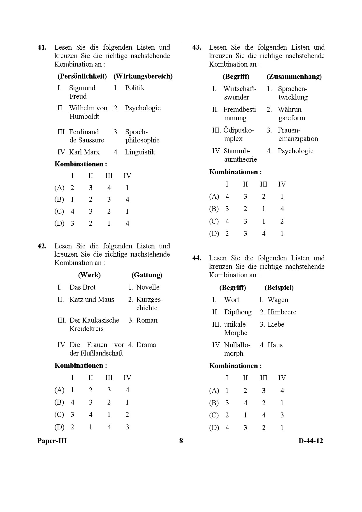 UGC NET German Question Paper III December 2012 8