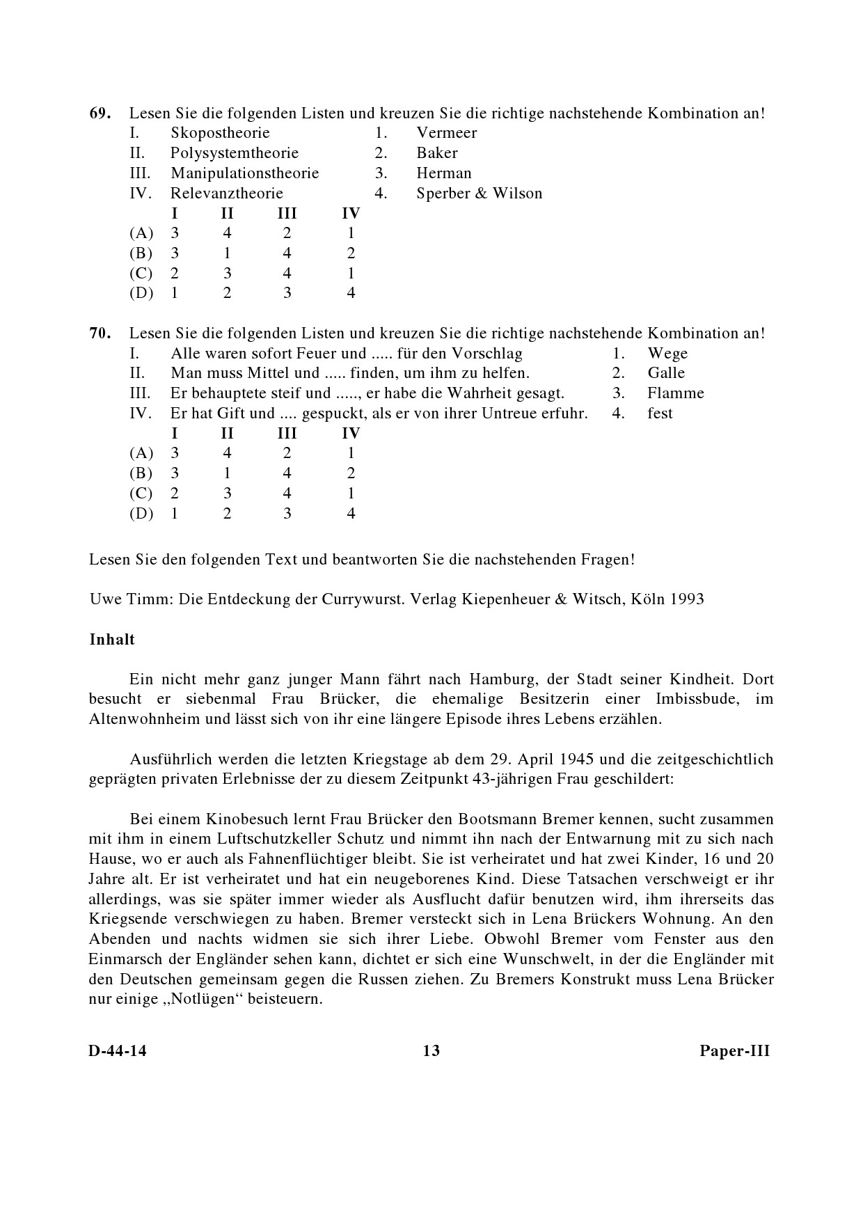 UGC NET German Question Paper III December 2014 13