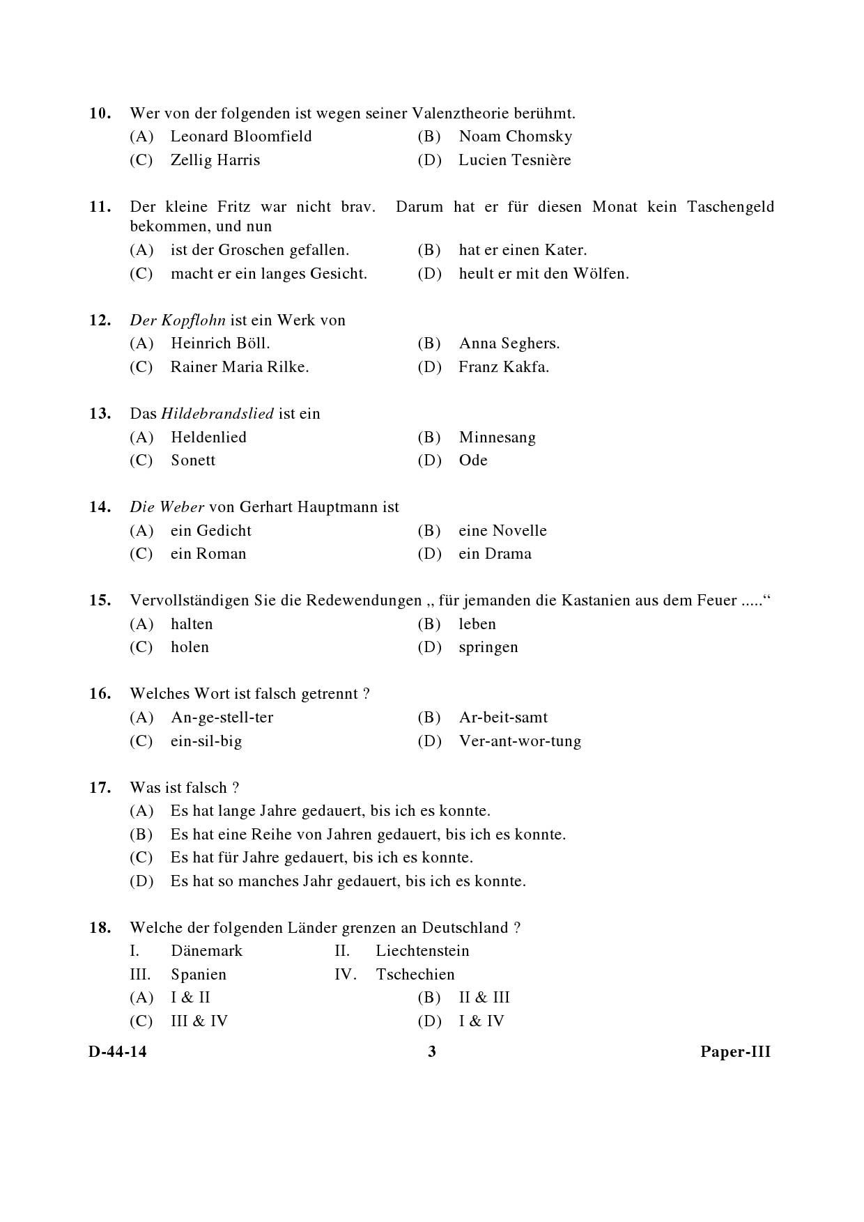 UGC NET German Question Paper III December 2014 3