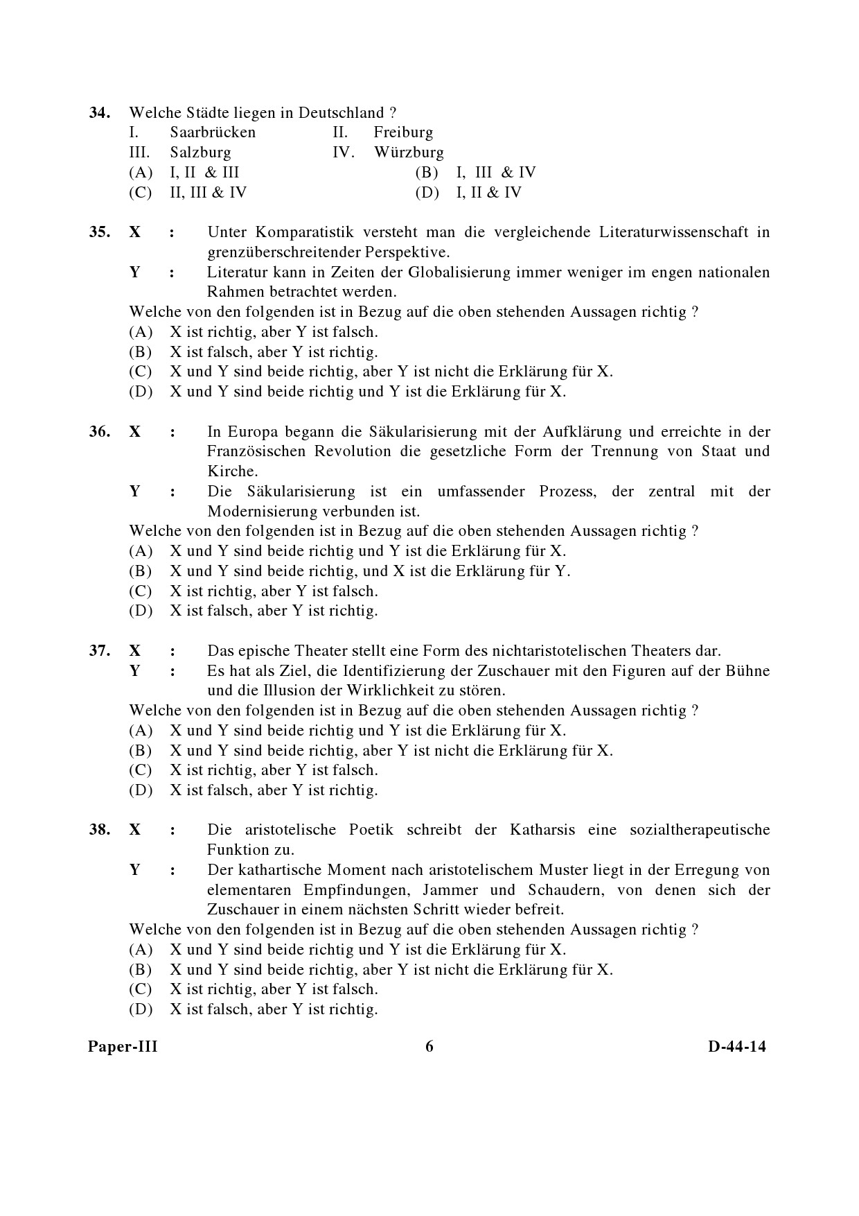 UGC NET German Question Paper III December 2014 6