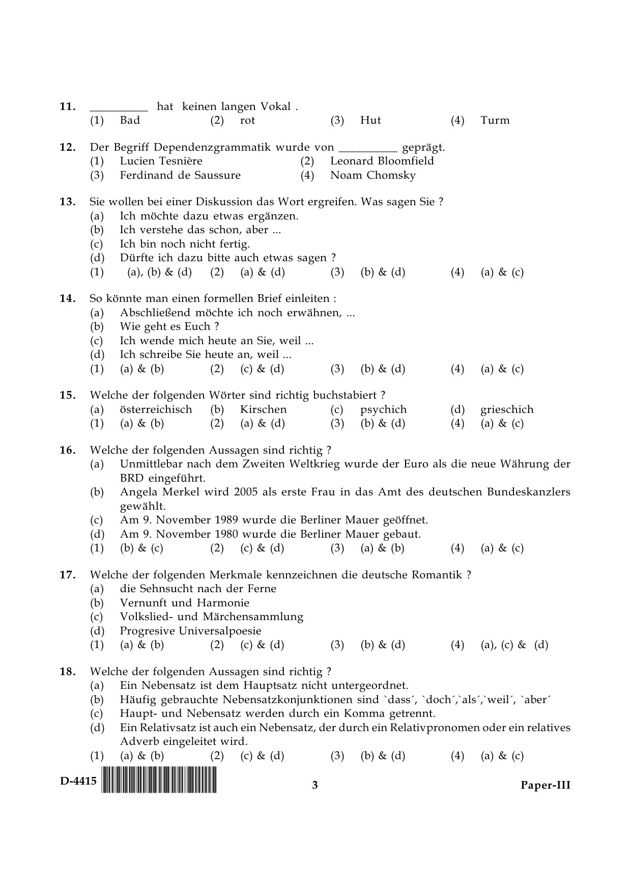 UGC NET German Question Paper III December 2015 3