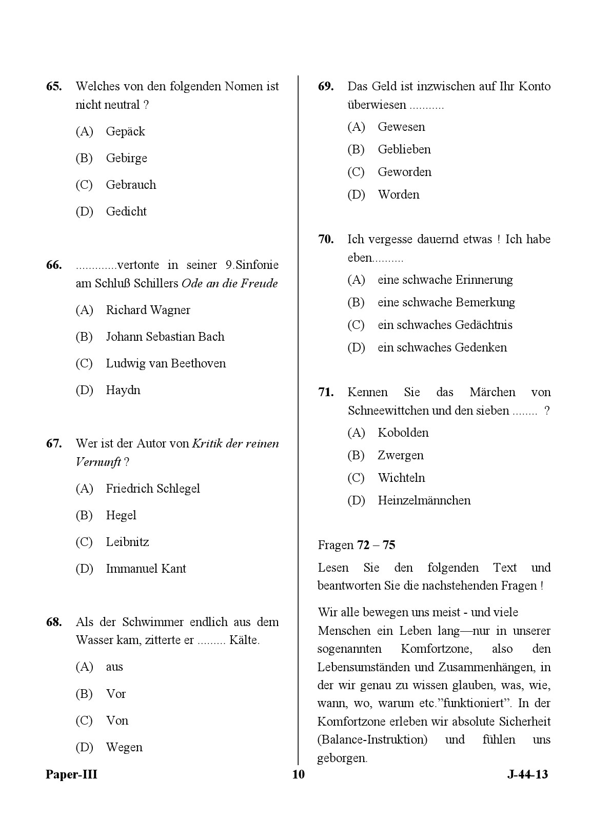 UGC NET German Question Paper III Exam 2 June 2013 10