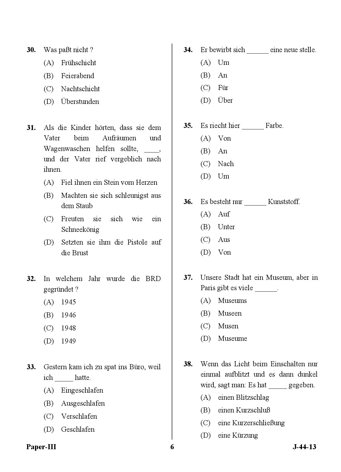 UGC NET German Question Paper III Exam 2 June 2013 6