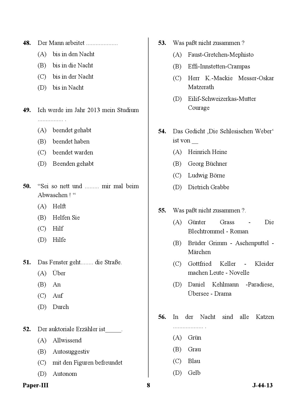 UGC NET German Question Paper III Exam 2 June 2013 8