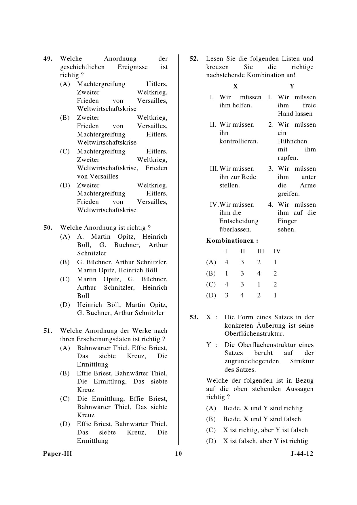 UGC NET German Question Paper III June 2012 10