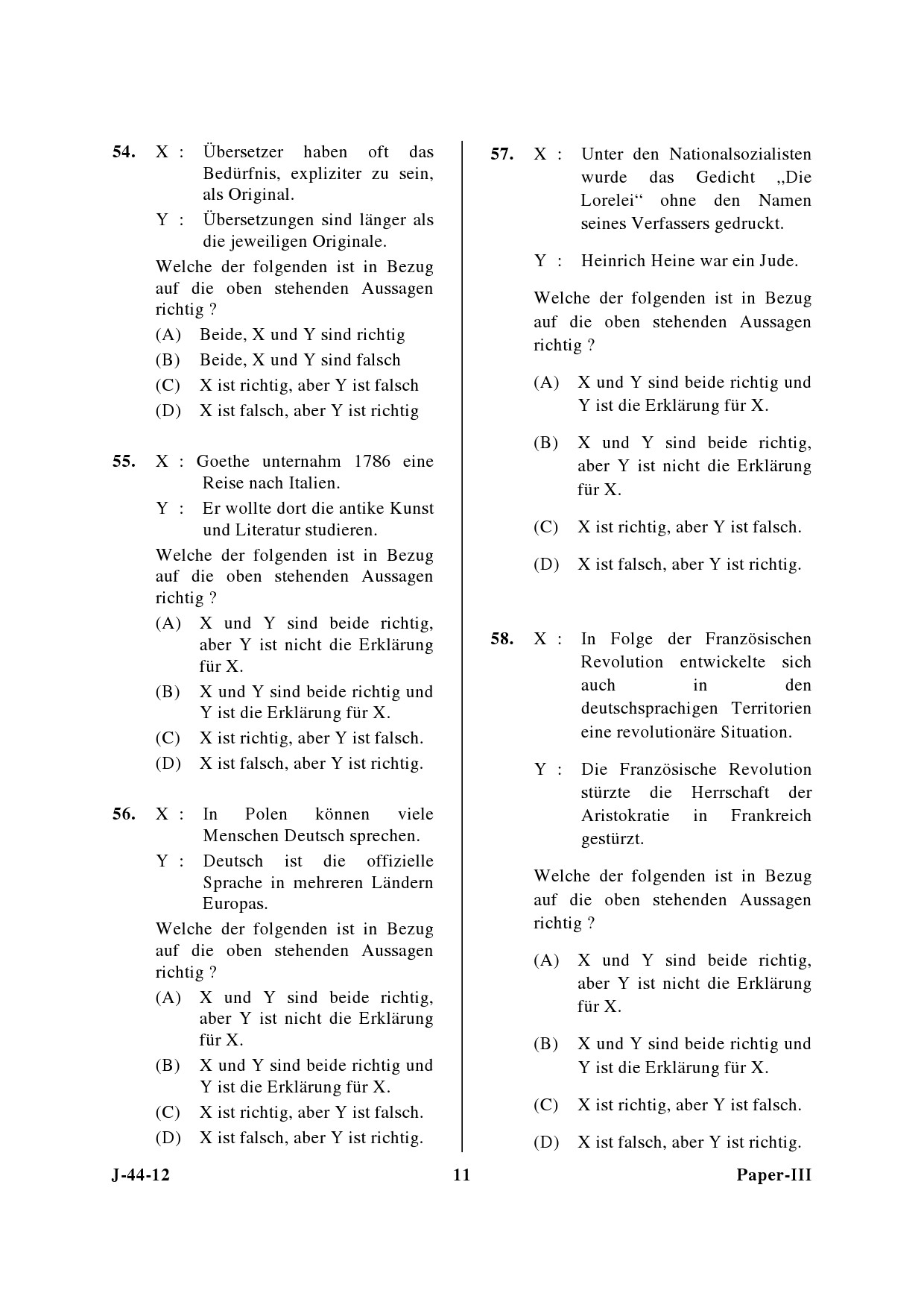 UGC NET German Question Paper III June 2012 11