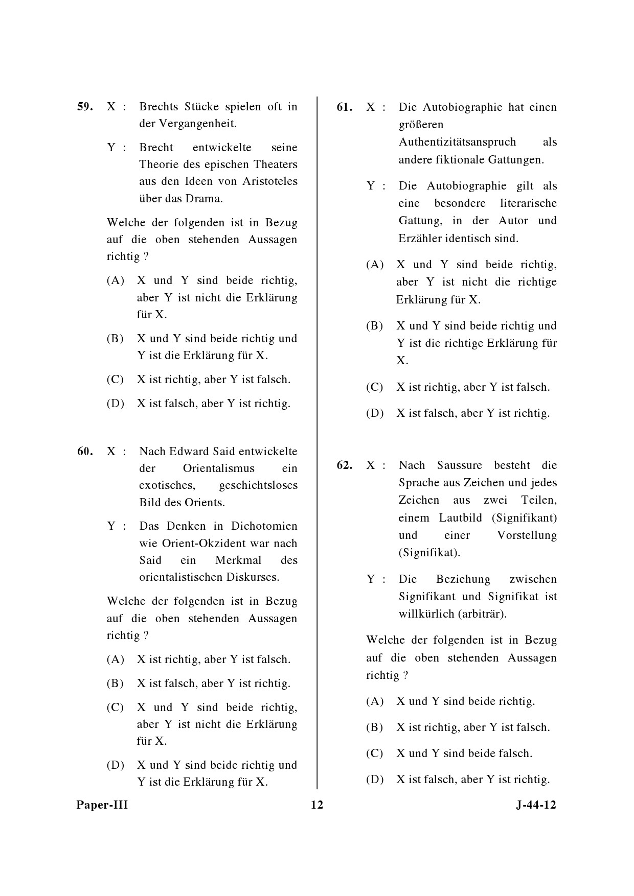 UGC NET German Question Paper III June 2012 12