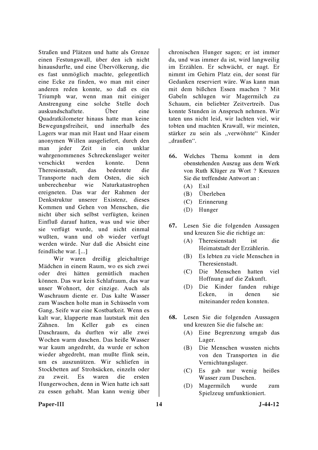 UGC NET German Question Paper III June 2012 14