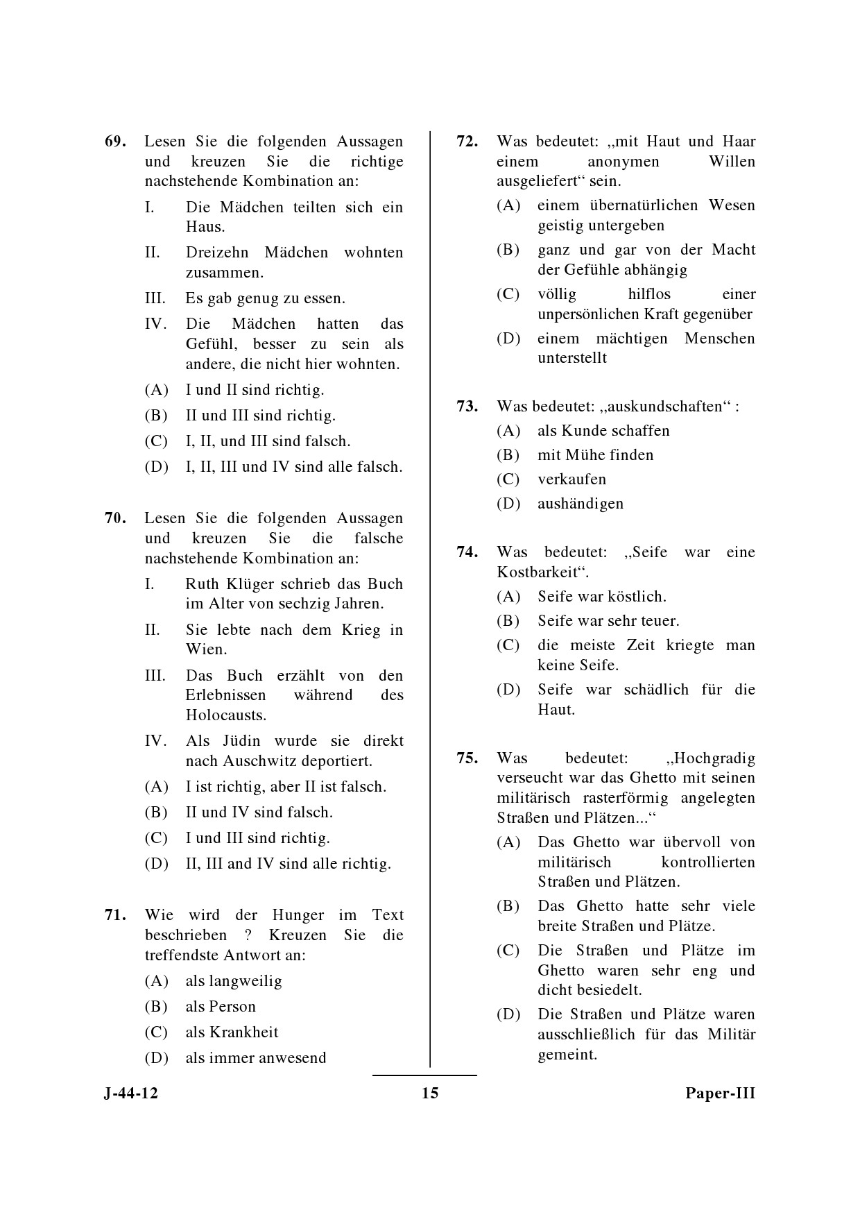 UGC NET German Question Paper III June 2012 15